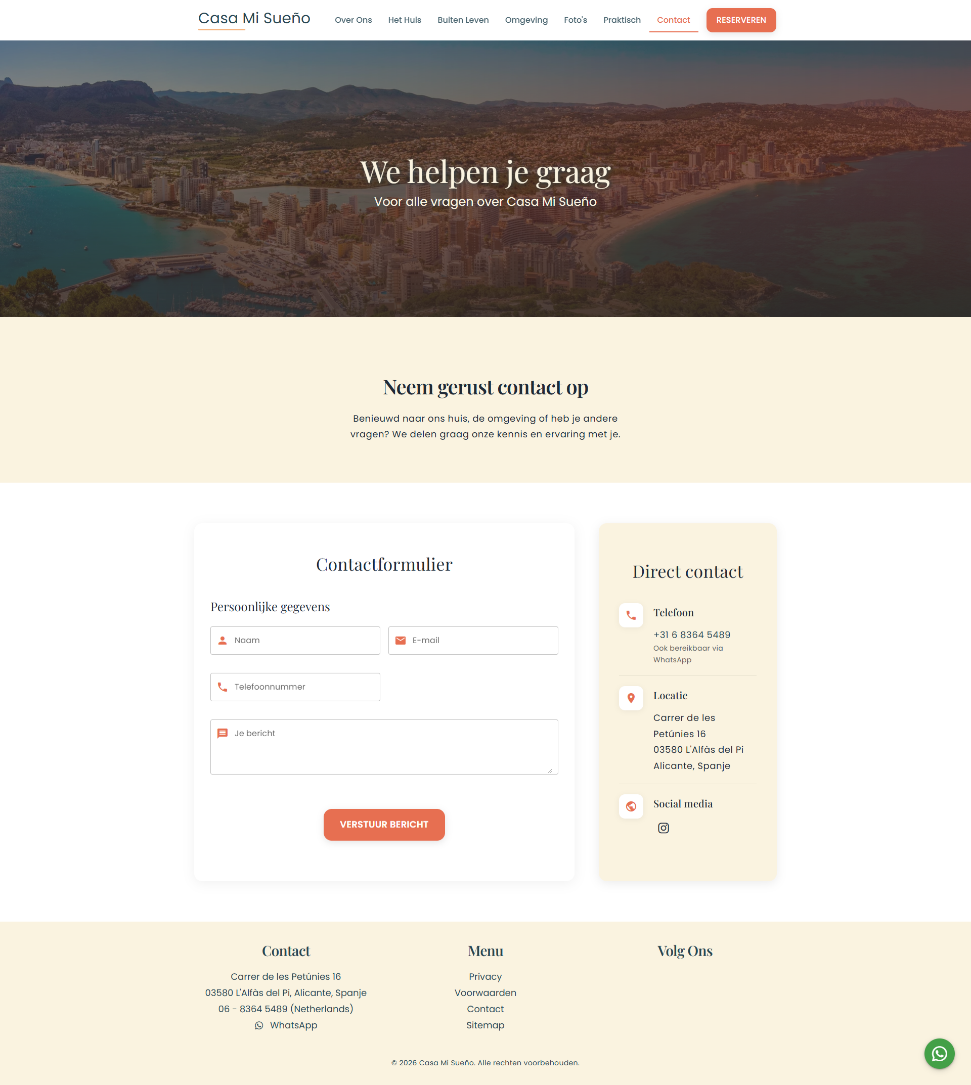 Casa Mi Sueño contact en boeken